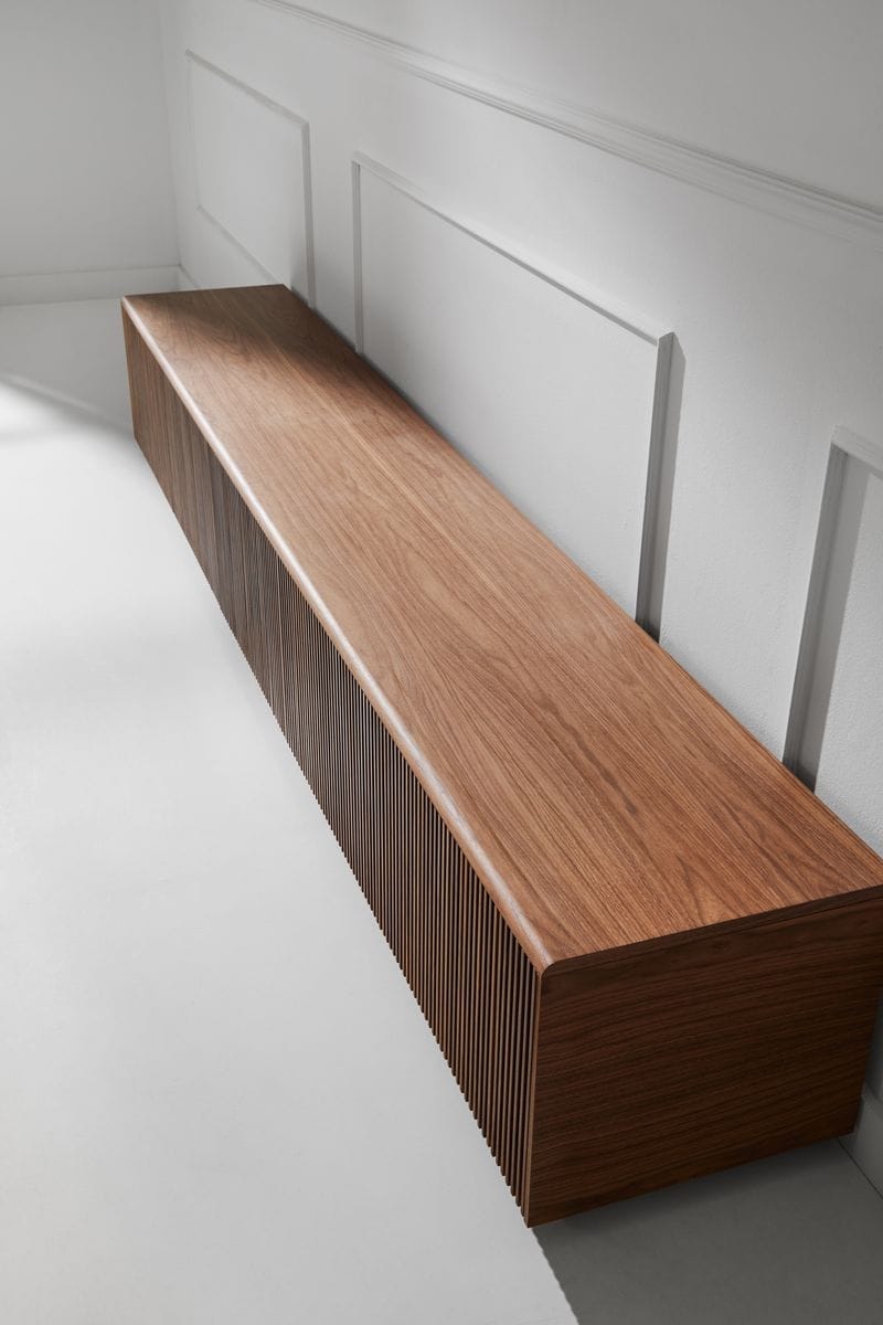 Stockholm Sideboard With 4 Horizontal Doors , Siena Grey Stained Oak, Top: Bronze Anodized Aluminium - Image 4