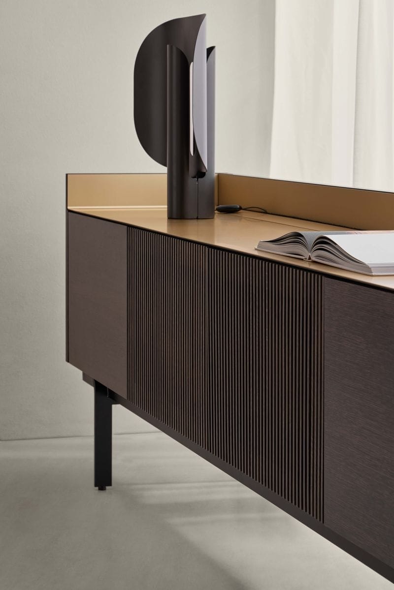 Stockholm Technic Sideboard, 3 Doors, Ebony Oak, Bronze Top, H29 cm - Image 2