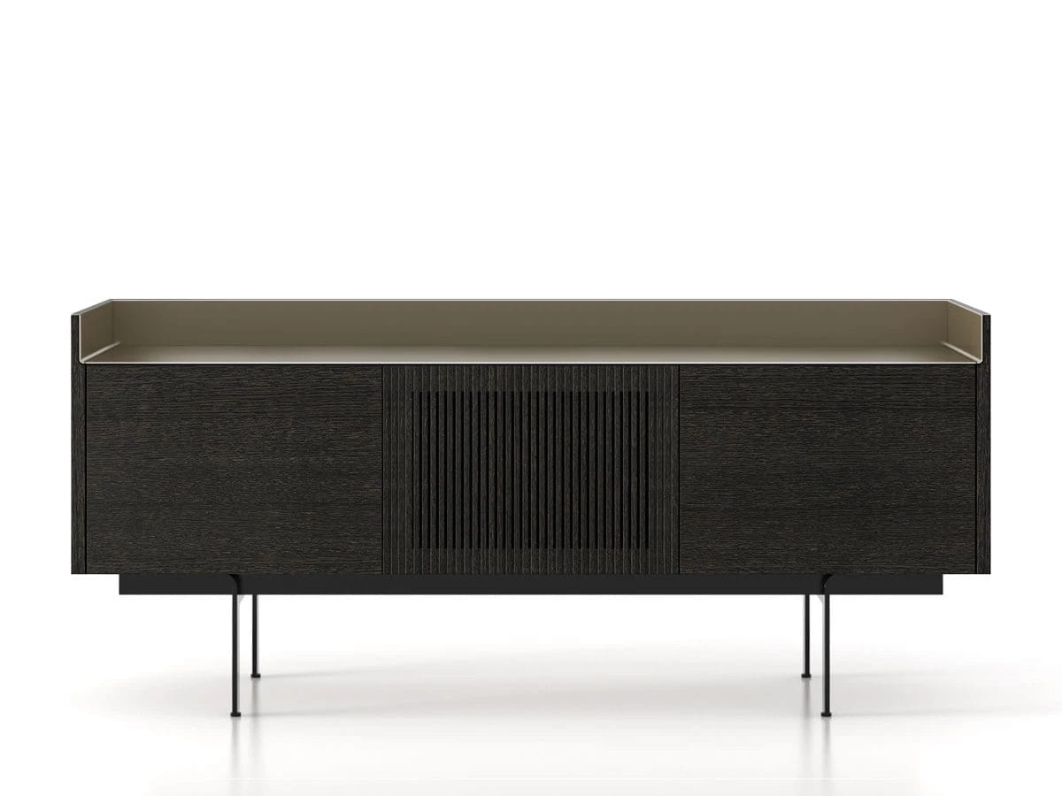 Stockholm Technic Sideboard, 3 Doors, Ebony Oak, Bronze Top, H29 cm - Image 4