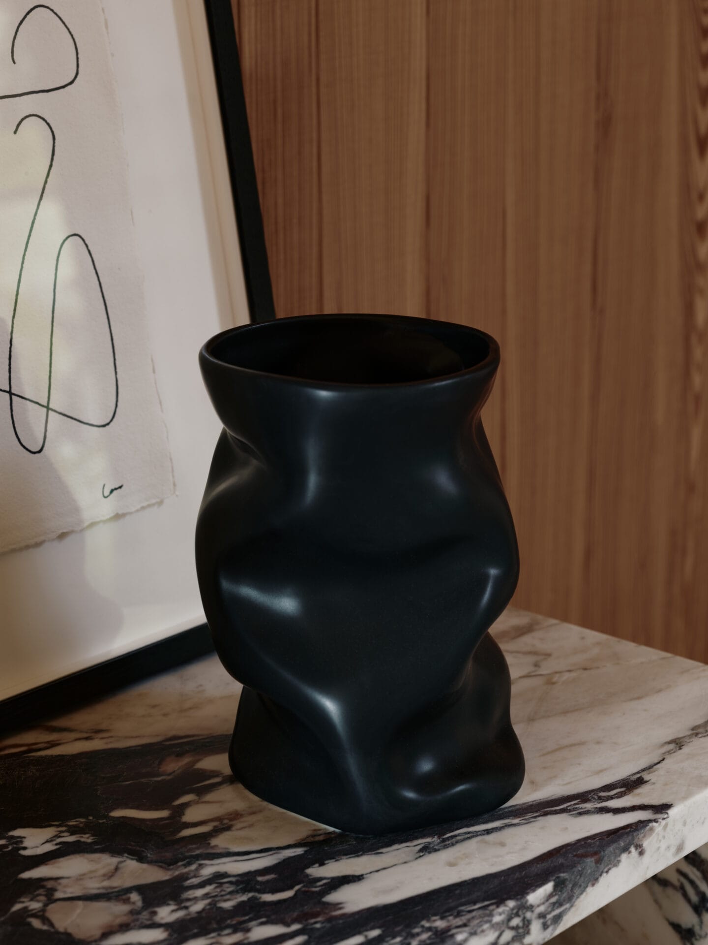Collapse Vase - H20 cm, Ø16 cm - Black - Image 3